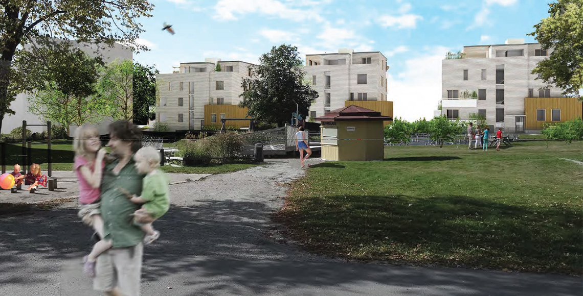 Illustrasjon over hvordan de tre blokkene i Waldemarhøyveien 5-7 vil bli