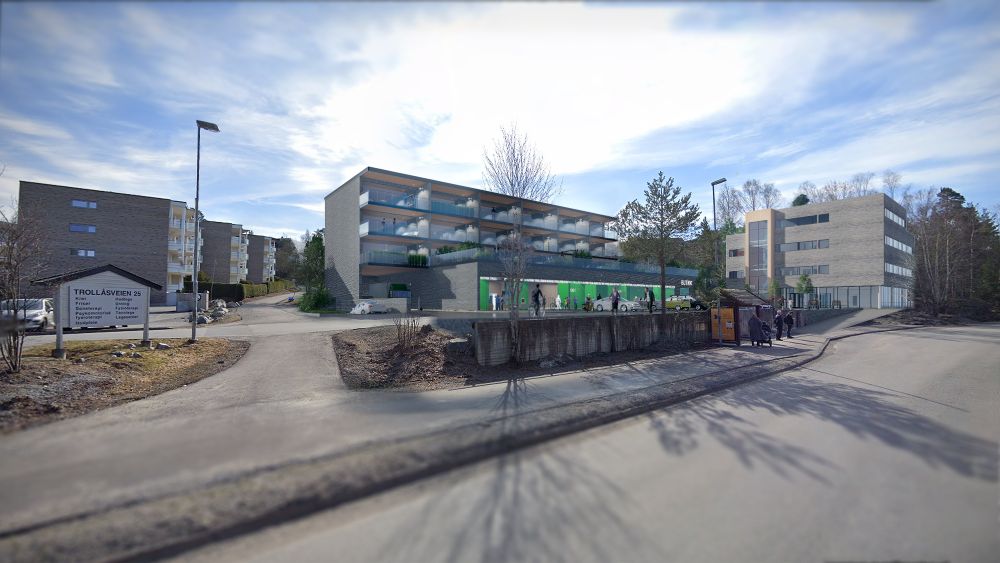 Arkitektskisse av Trollåsen senter